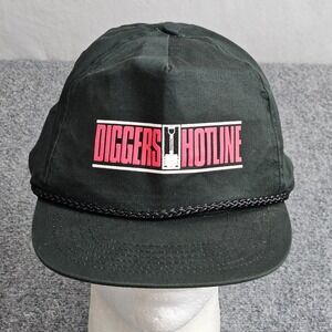 Diggers Hotline Snapback Hat Black Cap Utility Promo Rope Brim Workwear Normcore